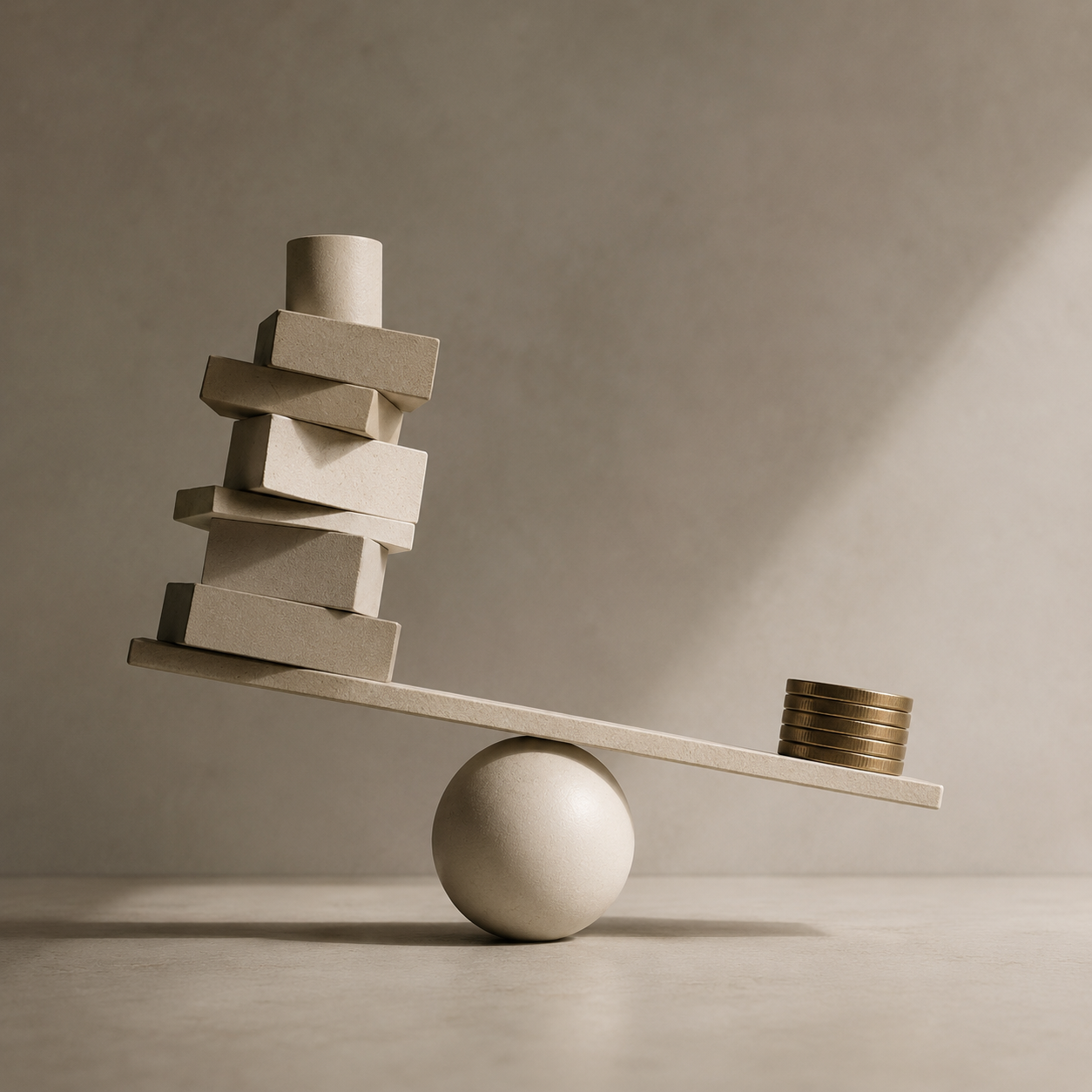 Balanced objects on a light surface
